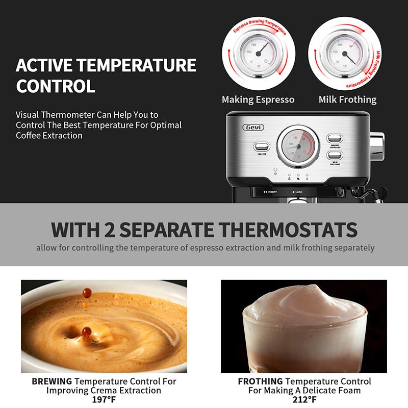 Semi-automatic Household Coffee Maker with Foaming Milk Frother